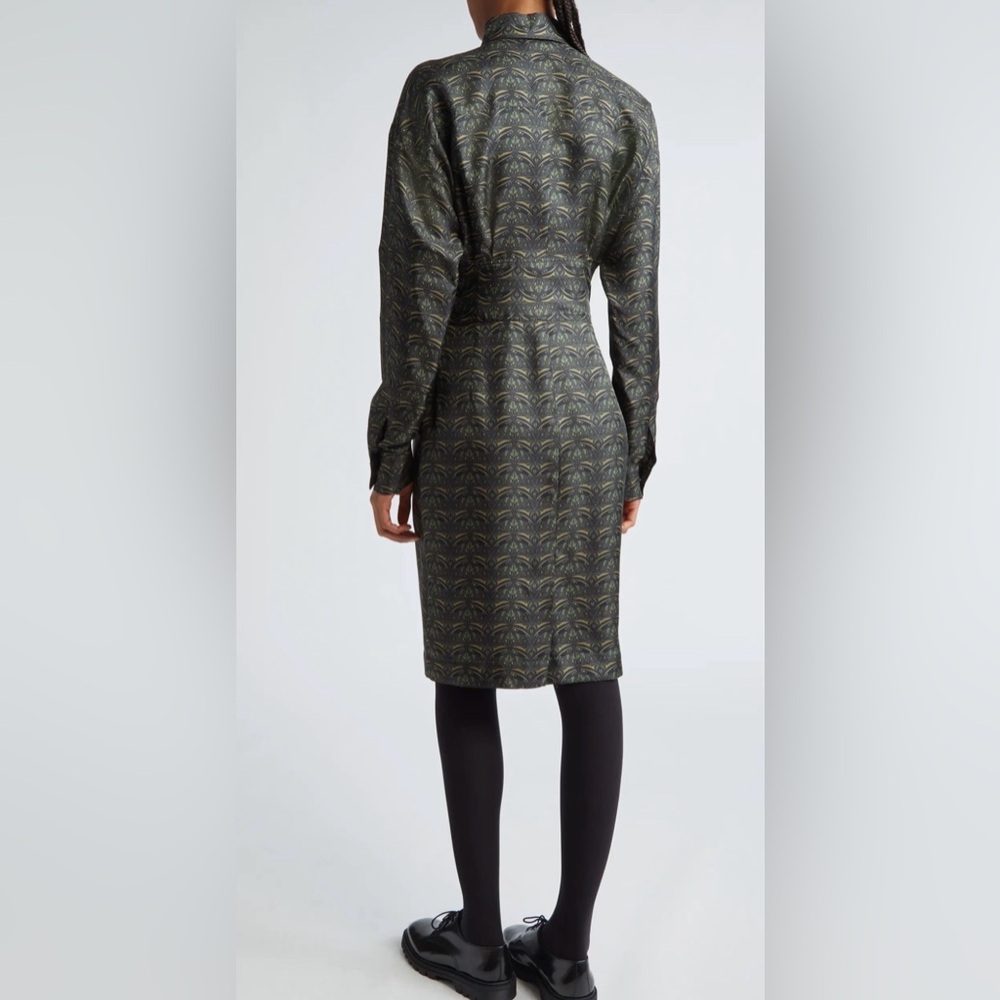 NWT MAX MARA Panfilo Print Long Sleeve Silk Twill Shirtdress Sz US 2 $1590 - Picture 2 of 9